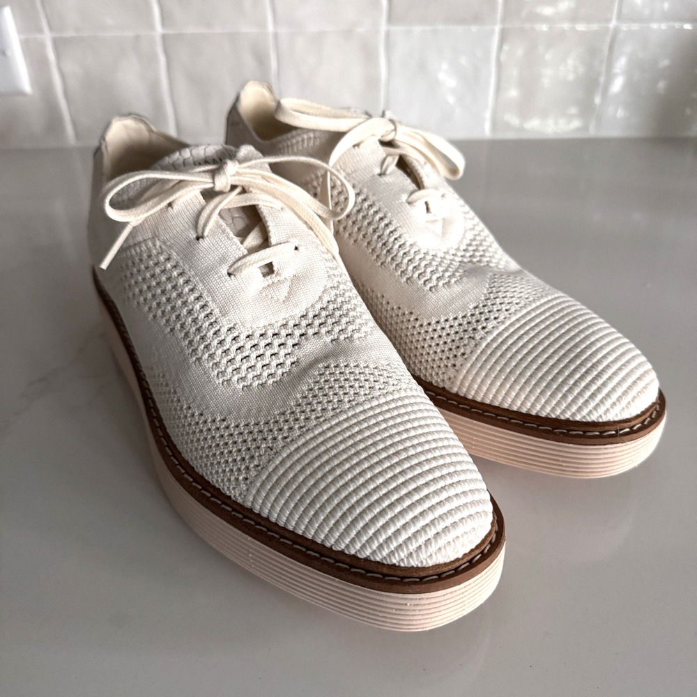 Cole Haan ØriginalGrand Platform Oxford Women‎ 9 White Stitchlite Wingtip Shoes